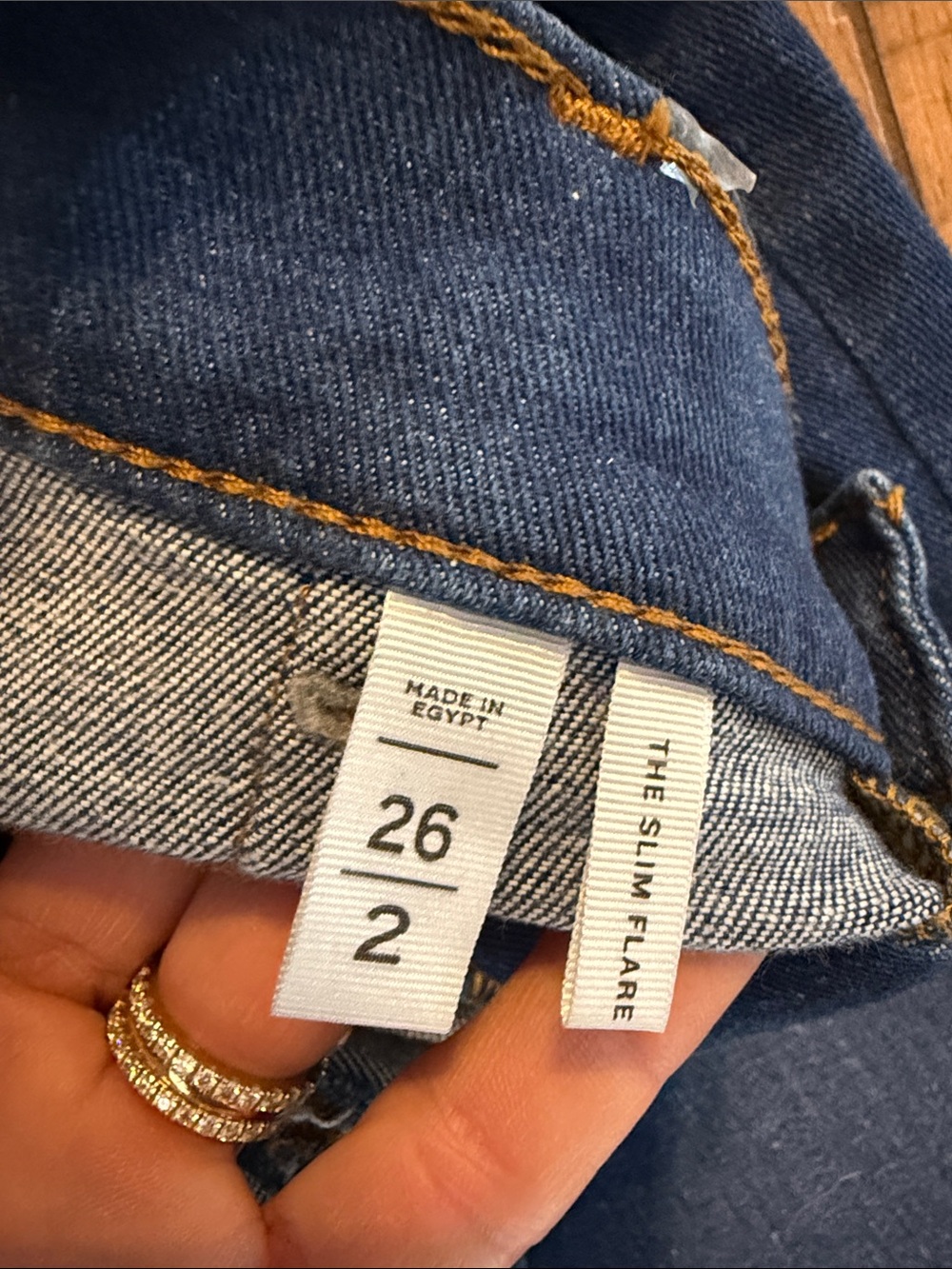 LOFT Dark Blue Flare Jeans with Front Flap Pockets Like New 26 - Picture 5 of 6